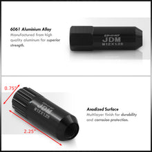 Load image into Gallery viewer, JDM Sport Universal 12 x 1.25 Extended Locking Lug Nuts Black (20 Pieces) - 4 Pieces Locking Type Lug + Key
