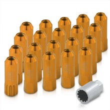 Load image into Gallery viewer, JDM Sport Universal 12 x 1.25 Extended Locking Lug Nuts Gold (20 Pieces) - 4 Pieces Locking Type Lug + Key
