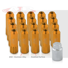 Load image into Gallery viewer, JDM Sport Universal 12 x 1.25 Extended Locking Lug Nuts Gold (20 Pieces) - 4 Pieces Locking Type Lug + Key
