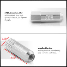 Load image into Gallery viewer, JDM Sport Universal 12 x 1.25 Extended Locking Lug Nuts Polished (20 Pieces) - 4 Pieces Locking Type Lug + Key
