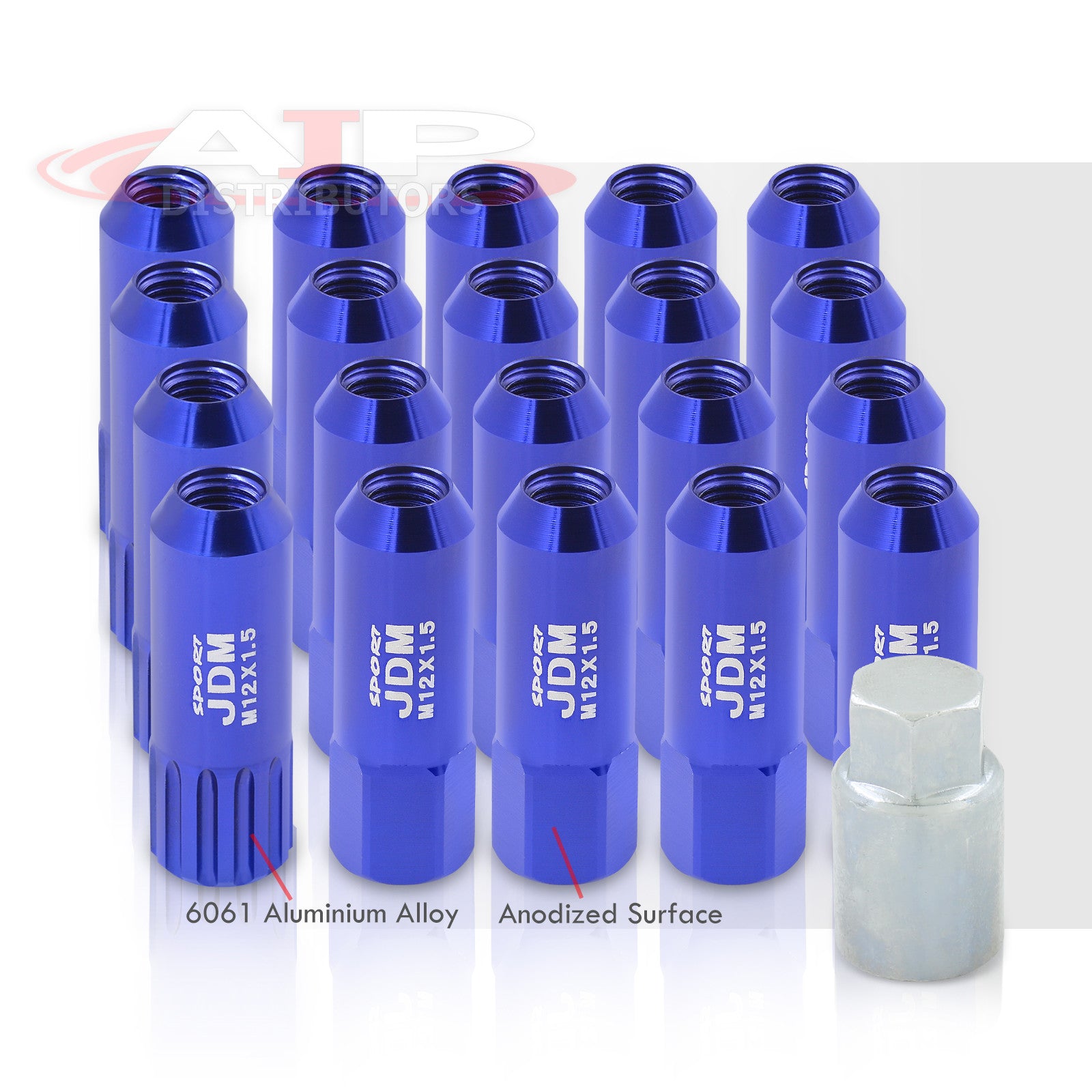 JDM Sport Universal 12 x 1.50 Extended Locking Lug Nuts Blue (20