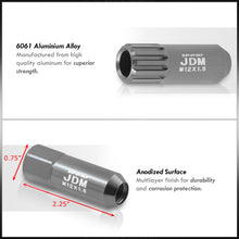 Load image into Gallery viewer, JDM Sport Universal 12 x 1.50 Extended Locking Lug Nuts Gunmetal (20 Pieces) - 4 Pieces Locking Type Lug + Key
