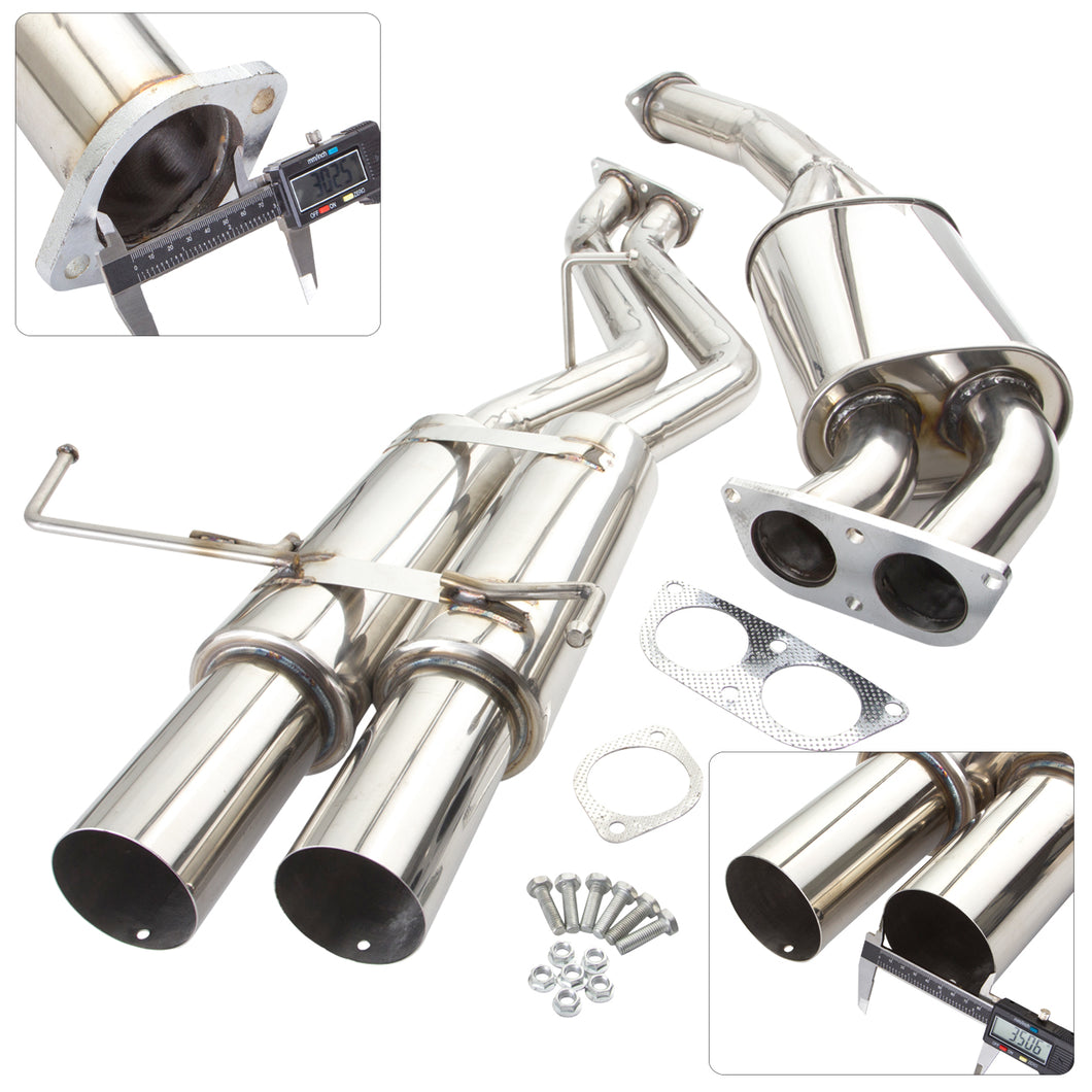 Nissan 240SX S14 1995-1998 Dual Tip Stainless Steel Catback Exhaust System (Piping: 3.0
