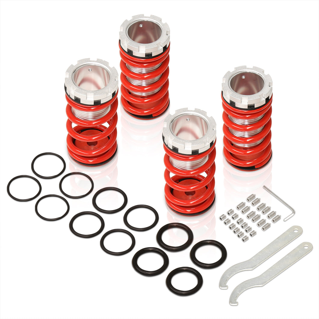 Mitsubishi Eclipse 1989-1999 / Nissan Sentra 1991-1999 / Toyota Corolla 1993-1997 Coilover Sleeves Kit Red (Silver Sleeves)