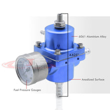 Load image into Gallery viewer, Universal Jdm Anodized Blue 0 To 140 Psi Fuel Pressure Regulator With Gauge
