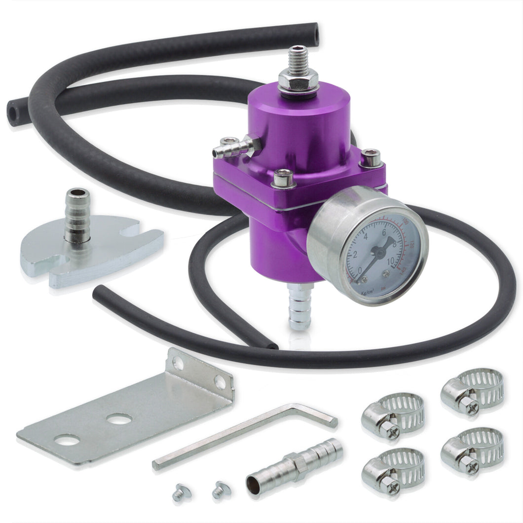 Universal Jdm Anodized Purple 0 To 140 Psi Fuel Pressure Regulator With Gauge