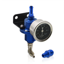 Load image into Gallery viewer, Universal Adjustable Aluminum Fuel Pressure Regulator With Liquid Gauge 0-140 Psi Engine Motor Turbocharger Supercharger N/A Set Kit Anodized Blue + Liquid Filled Gauge
