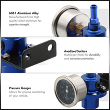 Load image into Gallery viewer, Universal Adjustable Aluminum Fuel Pressure Regulator With Liquid Gauge 0-140 Psi Engine Motor Turbocharger Supercharger N/A Set Kit Anodized Blue + Liquid Filled Gauge
