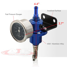 Load image into Gallery viewer, Universal Adjustable Aluminum Fuel Pressure Regulator With Liquid Gauge 0-140 Psi Engine Motor Turbocharger Supercharger N/A Set Kit Anodized Blue + Liquid Filled Gauge
