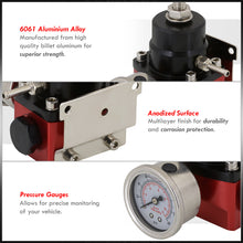 Load image into Gallery viewer, Black/Red Adjustable Fuel Pressure Regulator Gauge Kit &amp; An6 Fitting Ends Universal
