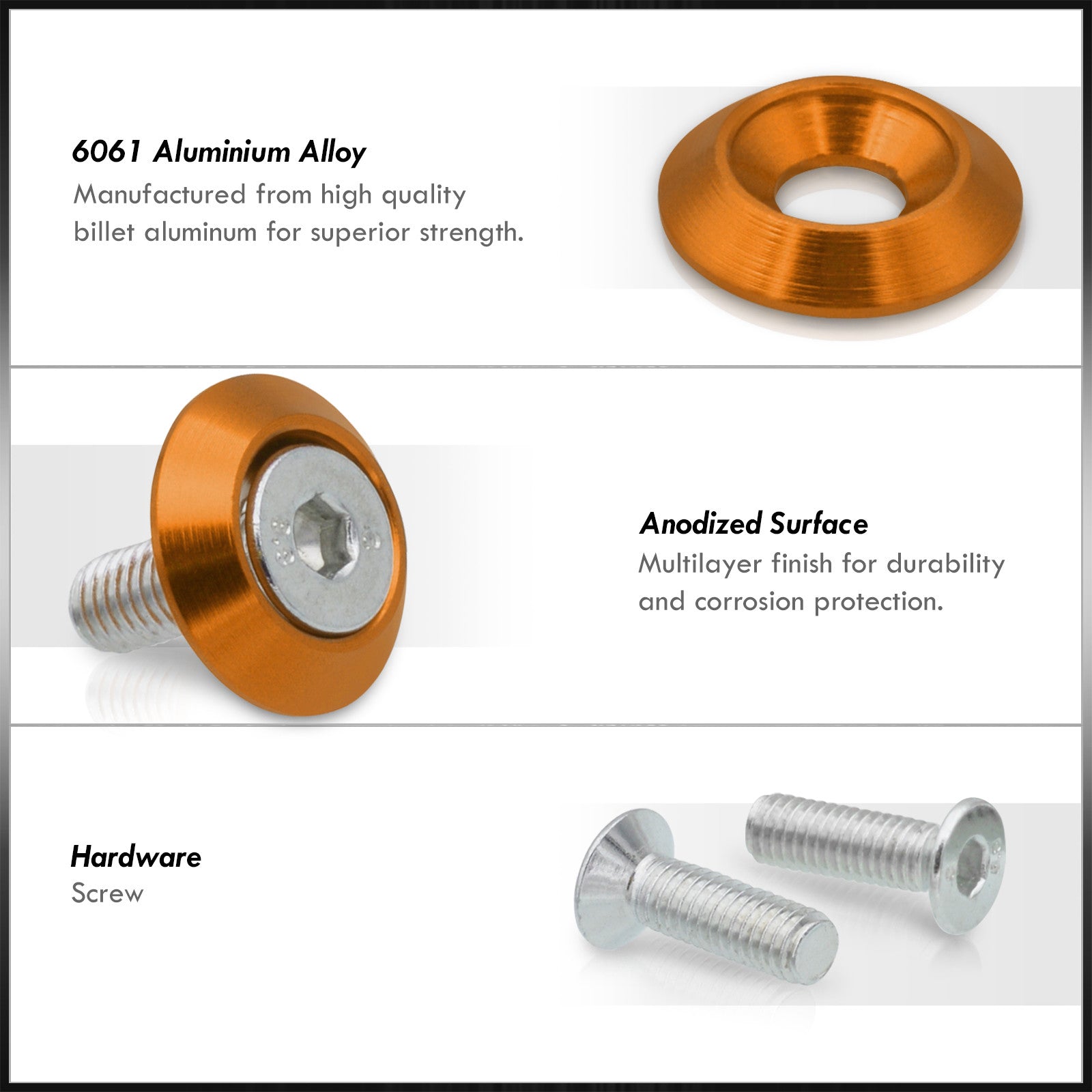 Custom Chrome Rear Fender Fenders 20Pcs M6x15mm Fender Bumper Washer Bolt Engine Bay Screw Kit For Acura Bumper Quick Release: For TSX RSX DC2 DC5 Integra DA MDX RDX(Red Chrome Front Car - Foto 12