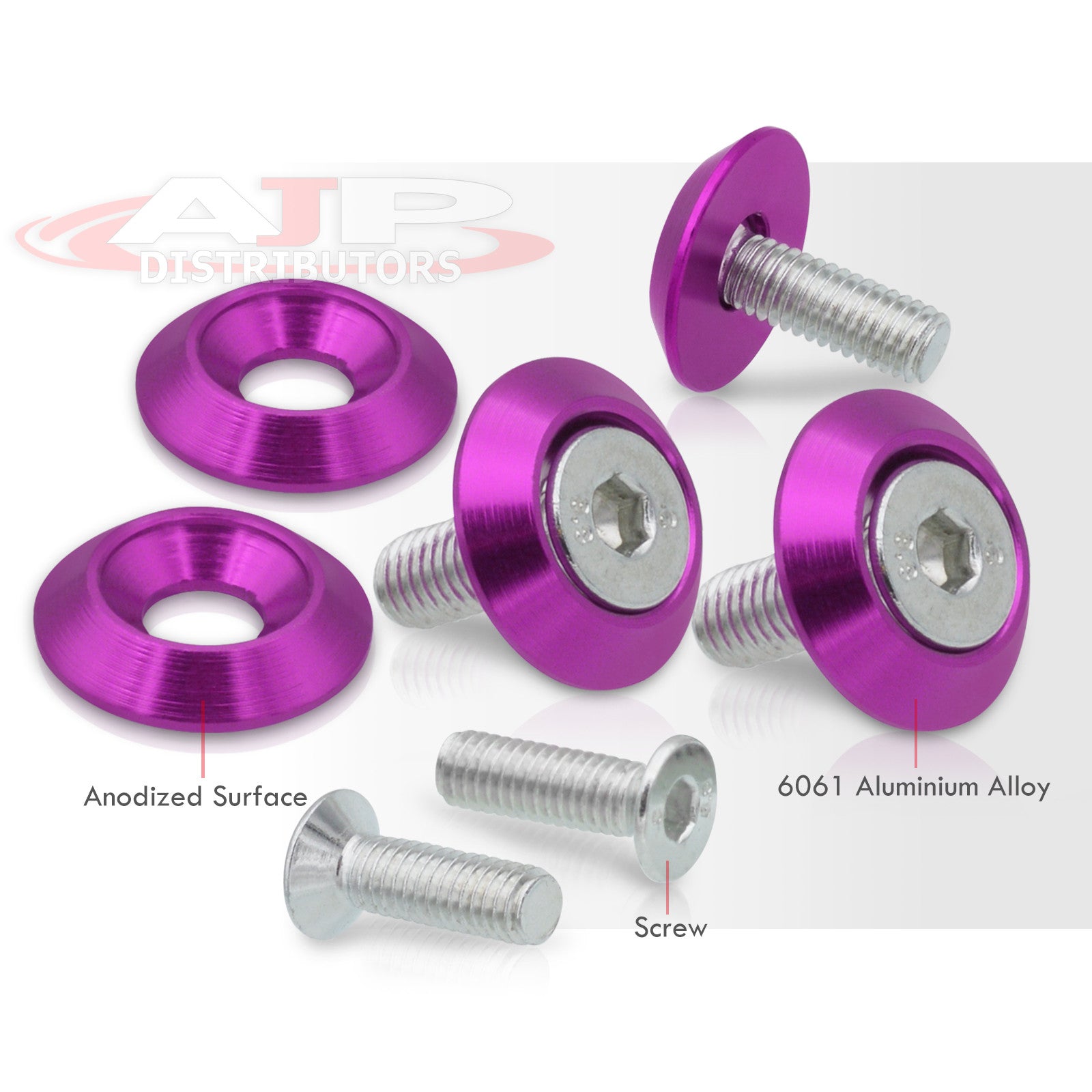 20pcs Purple Jdm Billet Aluminum Fender/Bumper Washer/Bolt 20pcs Purple Jdm Billet Aluminum Fender/Bumper Washer/Bolt