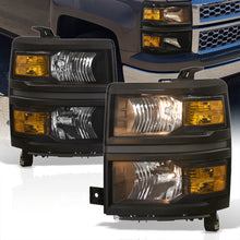 Load image into Gallery viewer, Chevrolet Silverado 1500 2014-2015 Factory Style Headlights Black Housing Clear Len Amber Reflector (Will Not Fit 2500 &amp; HD Models)
