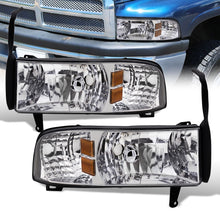 Load image into Gallery viewer, Dodge Ram 1500 2500 3500 1994-2001 1 Piece Headlights Chrome Housing Clear Len Amber Reflector ( Except sports package models )
