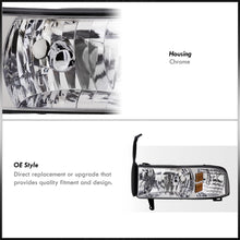 Load image into Gallery viewer, Dodge Ram 1500 2500 3500 1994-2001 1 Piece Headlights Chrome Housing Clear Len Amber Reflector ( Except sports package models )
