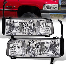 Load image into Gallery viewer, Dodge Ram 1500 2500 3500 1994-2001 1 Piece Headlights Chrome Housing Clear Len Clear Reflector ( Except sports package models )
