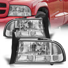 Load image into Gallery viewer, Dodge Dakota 1997-2004 / Durango 1998-2003 1 Piece Style Headlights + Bumpers Chrome Housing Clear Len Clear Reflector
