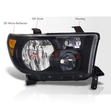 Load image into Gallery viewer, Toyota Tundra 2007-2013 / Sequoia 2008-2017 Factory Style Headlights Black Housing Clear Len Amber Reflector
