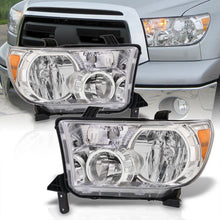 Load image into Gallery viewer, Toyota Tundra 2007-2013 / Sequoia 2008-2017 Factory Style Headlights Chrome Housing Clear Len Amber Reflector
