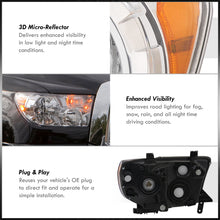 Load image into Gallery viewer, Toyota Tundra 2007-2013 / Sequoia 2008-2017 Factory Style Headlights Chrome Housing Clear Len Amber Reflector
