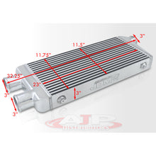 Load image into Gallery viewer, Universal 2 Inlet &amp; 1 Outlet Aluminum Intercooler (Bar &amp; Plate | Overall: 32.5&quot; x 11.75&quot; x 3.0&quot; | Core: 23.0&quot; x 11.5&quot; x 2.75&quot; | Inlet/Outlet: 3.0&quot;)
