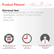 Load image into Gallery viewer, Universal Aluminum Intercooler (Tube &amp; Fin | Overall: 24.0" x 11.0" x 3.0" | Core: 16.5" x 11.0" x 2.75" | Inlet/Outlet: 2.5")

