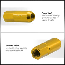 Load image into Gallery viewer, M12 x1.25mm Thread Open End Heavy Duty Steel Extended Lug Nuts Gold (20Piece)
