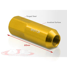 Load image into Gallery viewer, M12 x1.25mm Thread Open End Heavy Duty Steel Extended Lug Nuts Gold (20Piece)
