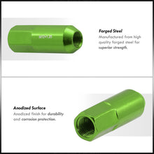 Load image into Gallery viewer, M12 x1.25mm Thread Open End Heavy Duty Steel Extended Lug Nuts Green (20Piece)
