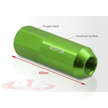 Load image into Gallery viewer, M12 x1.25mm Thread Open End Heavy Duty Steel Extended Lug Nuts Green (20Piece)
