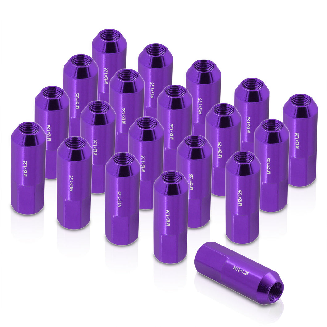 M12 x1.25mm Thread Open End Heavy Duty Steel Extended Lug Nuts Purple (20Piece)