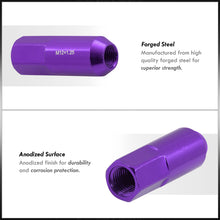 Load image into Gallery viewer, M12 x1.25mm Thread Open End Heavy Duty Steel Extended Lug Nuts Purple (20Piece)
