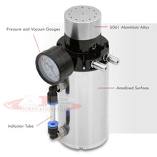 Load image into Gallery viewer, Universal 350ML Cylinder Oil Catch Can Tank 7.0&quot;x2.5&quot;x2.5&quot; + Breather Filter + Gauge Chrome
