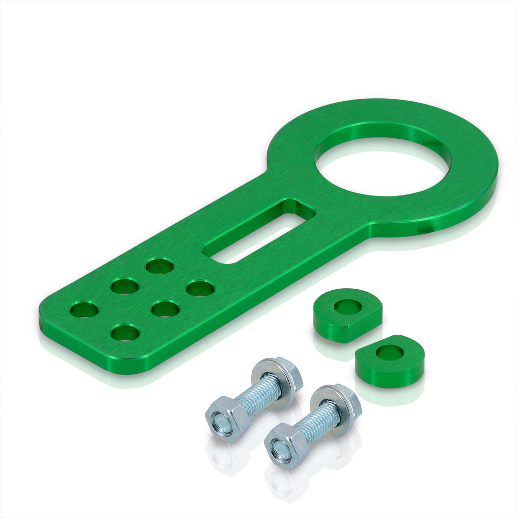 AJP Distributors Upgrade JDM Light Weight T6061 Billet Aluminum Front Bumper Chassis 10mm Tow Towing Hook Ring Kit Anodized Green For Universal Car Auto Trailer Track Drift Trailer