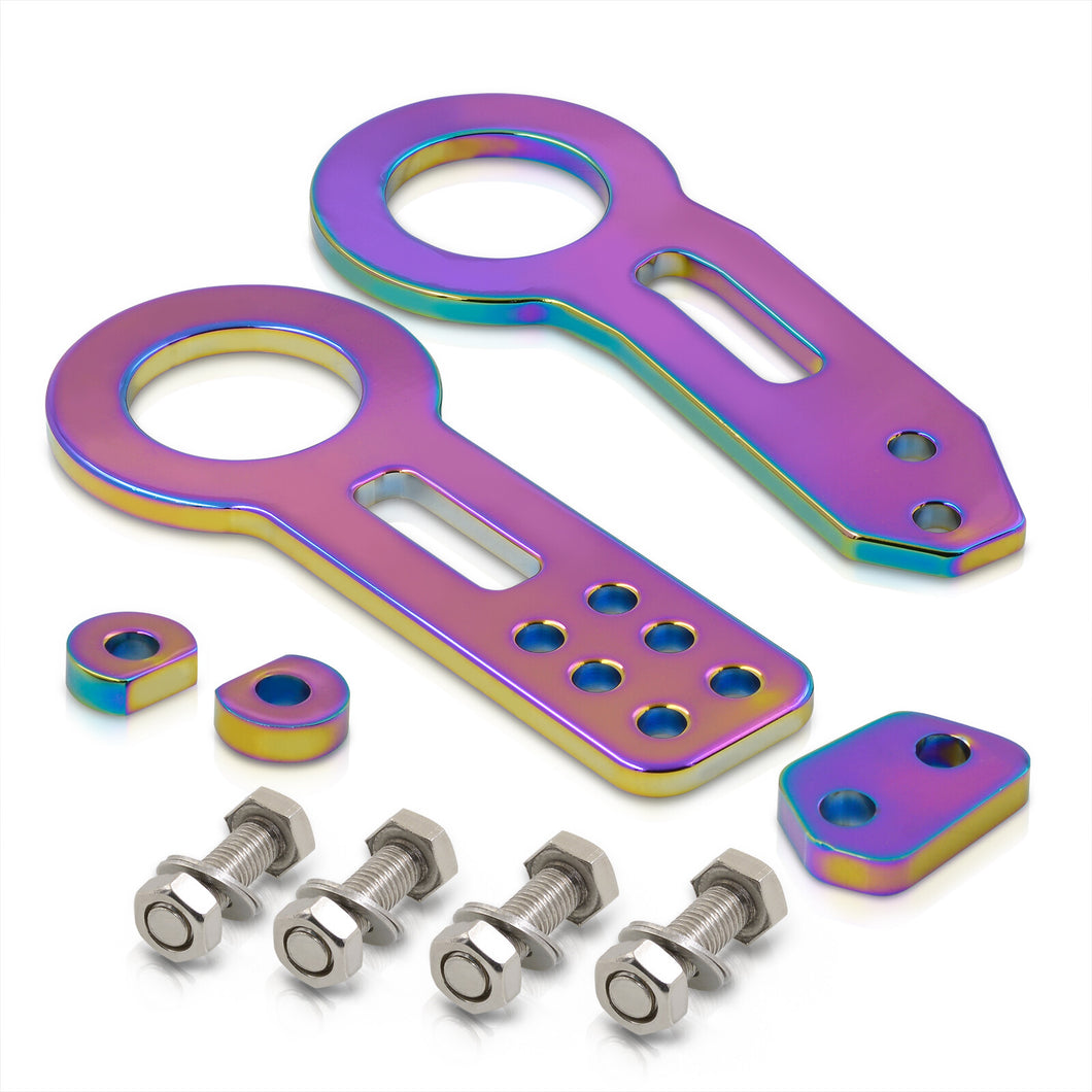 Universal 8mm Front and Rear Tow Hook Kit Neo Chrome