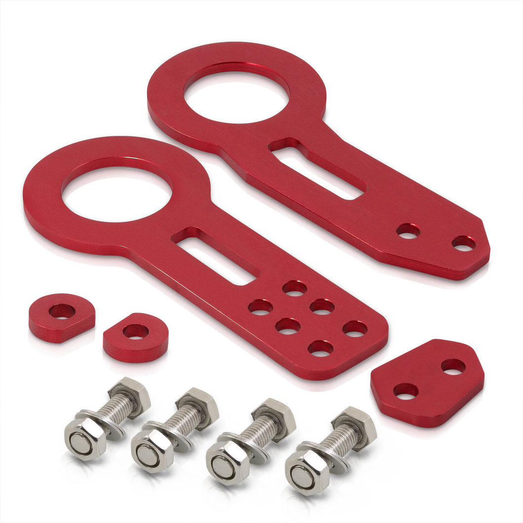 Universal 8mm Front and Rear Tow Hook Kit Red