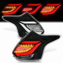 Load image into Gallery viewer, Ford Focus Hatchback 2012-2014 LED Bar Tail Lights Black Housing Clear Len White Tube
