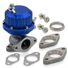 Load image into Gallery viewer, Universal Wastegate 38mm Vertical Ribbed Bypass Spring Turbo 2 Bolt Flange Blue
