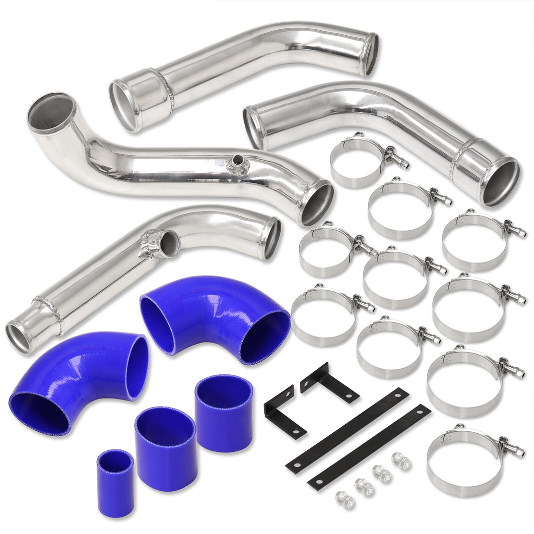 Nissan 240SX S13 1989-1994 CA18DE Bolt-On Aluminum Polished Piping Kit + Blue Couplers