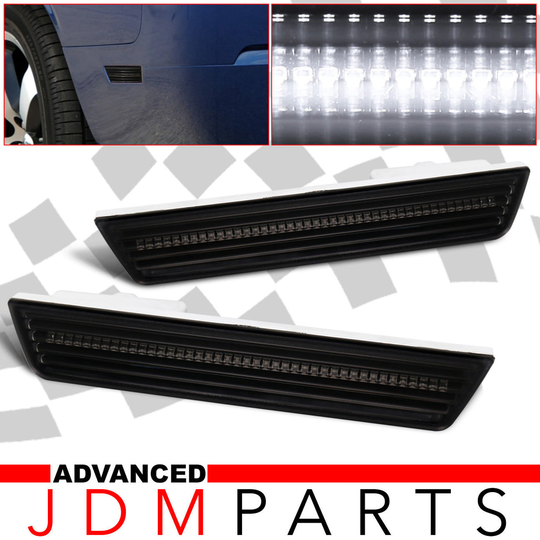 Dodge Challenger 2008-2014 / Charger 2011-2014 White LED Rear Side Marker Lights Smoke Len