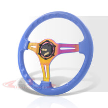 Load image into Gallery viewer, JDM Sport Universal 350mm Heavy Duty Steel Steering Wheel Neo Chrome Center Metallic Blue
