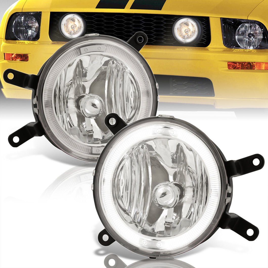 Ford Mustang 2005-2009 Front Halo Fog Lights Clear Len (Includes Switch & Wiring Harness)
