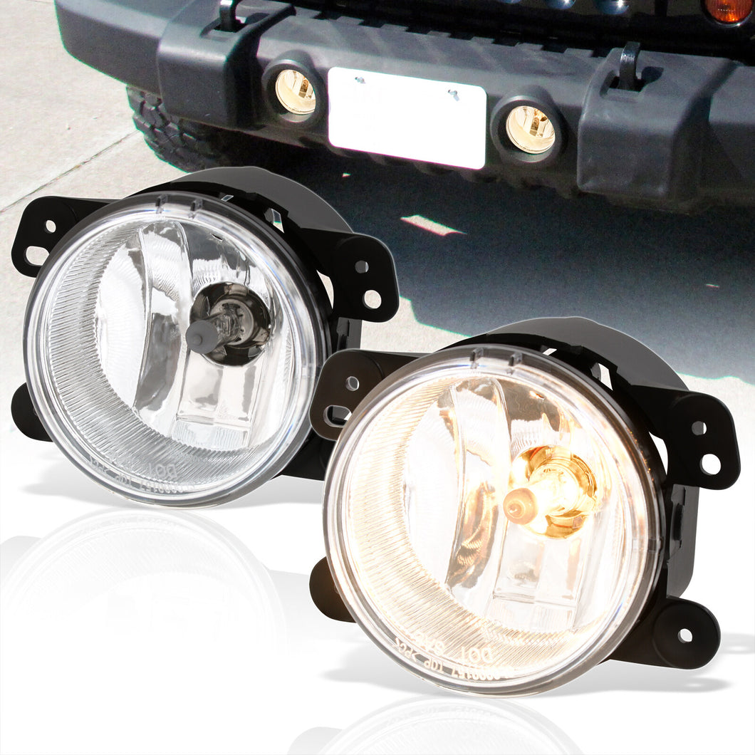 Jeep Wrangler 2007-2018 Front Fog Lights Clear Len (Includes Switch & Wiring Harness)
