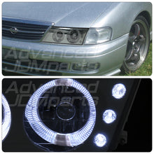 Load image into Gallery viewer, Nissan Sentra / 200SX 1995-1998 LED Halo Projector Headlights Chrome Housing Smoke Len Clear Reflector
