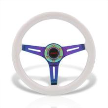 Load image into Gallery viewer, JDM Sport Universal 350mm Wood Grain Style Steel Steering Wheel Neo Chrome Center White Wood
