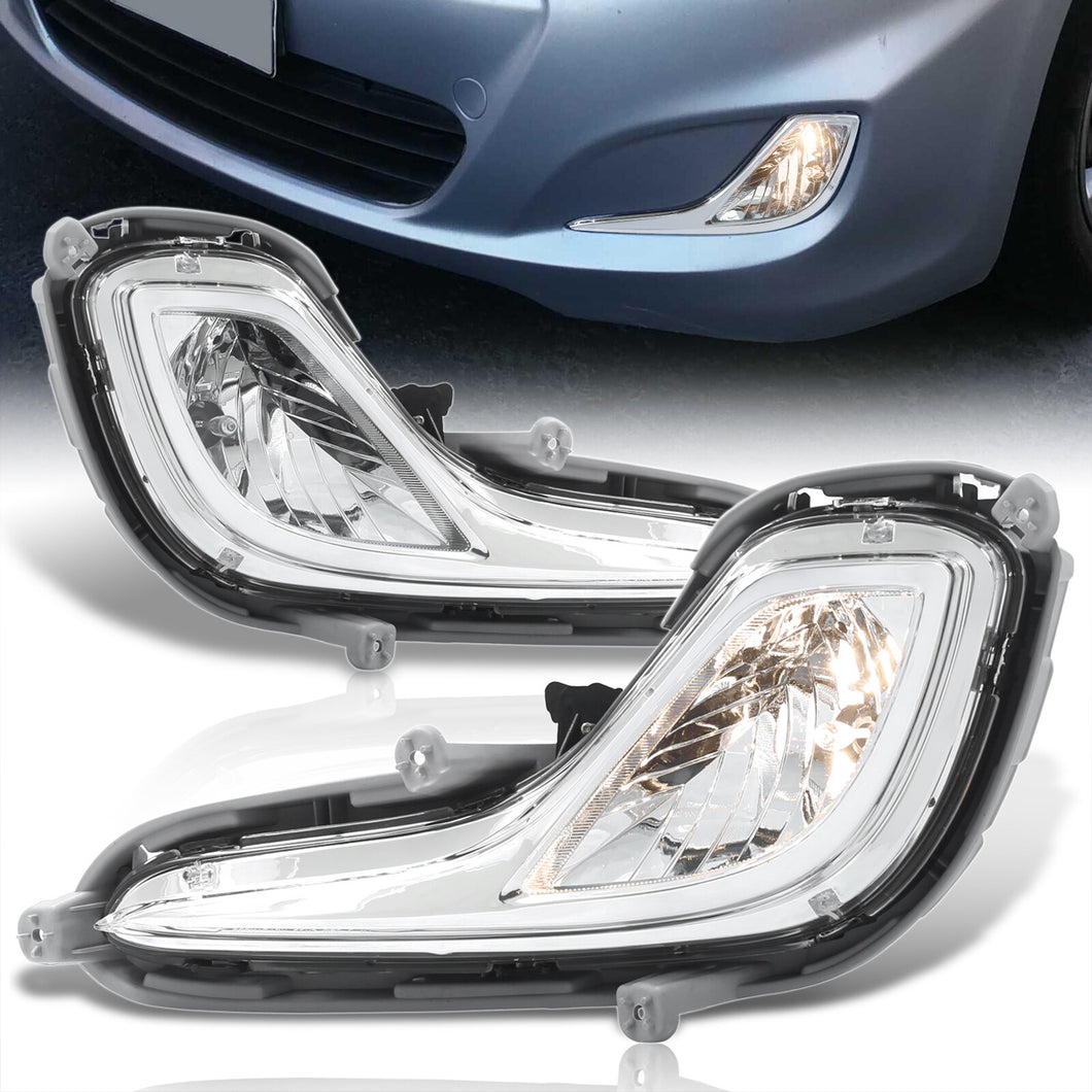 Hyundai Accent / Verna / Solaris 2012-2014 Front Fog Lights Clear Len (Includes Switch & Wiring Harness)