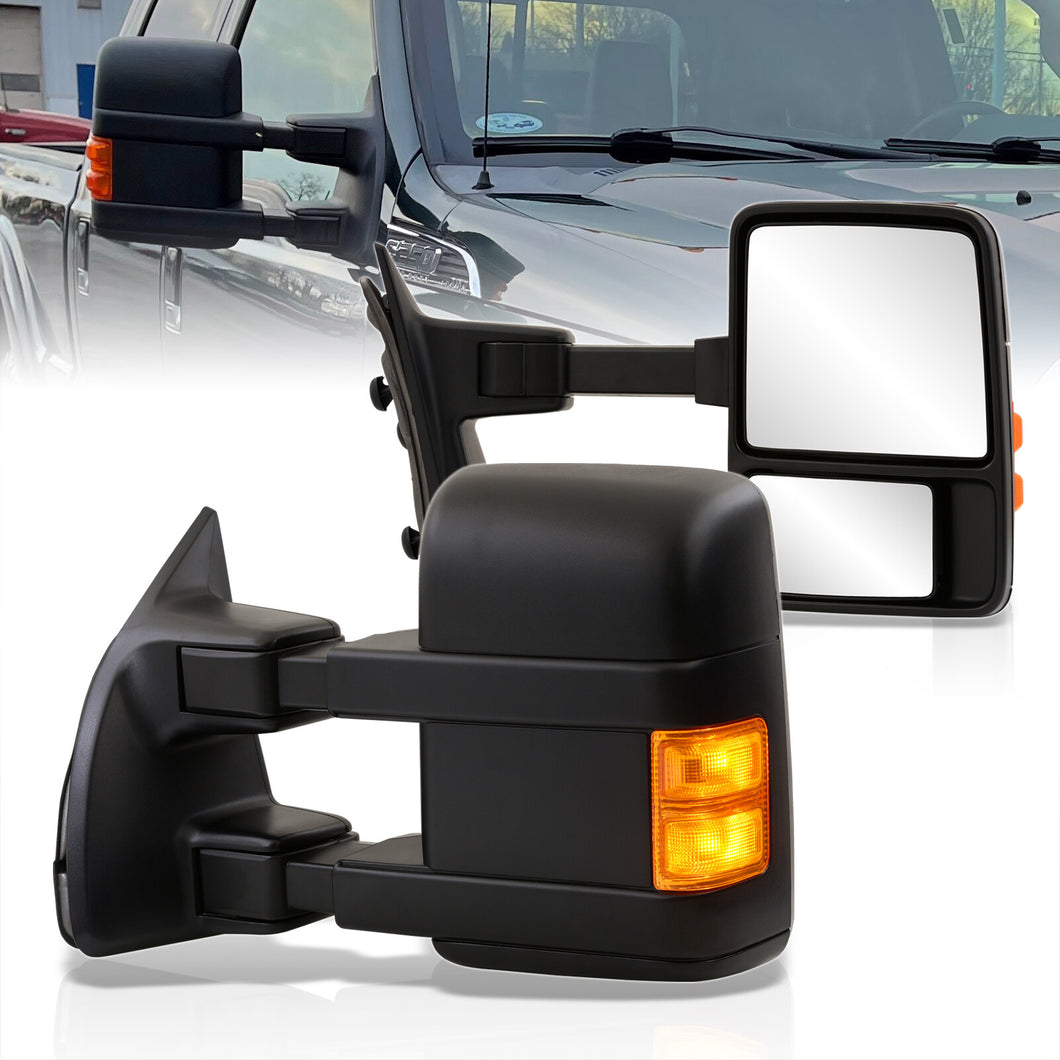 Ford F250 F350 F450 F550 1999-2016 / Excursion 2001-2005 Telescopic Extendable Manual Towing Mirrors Black