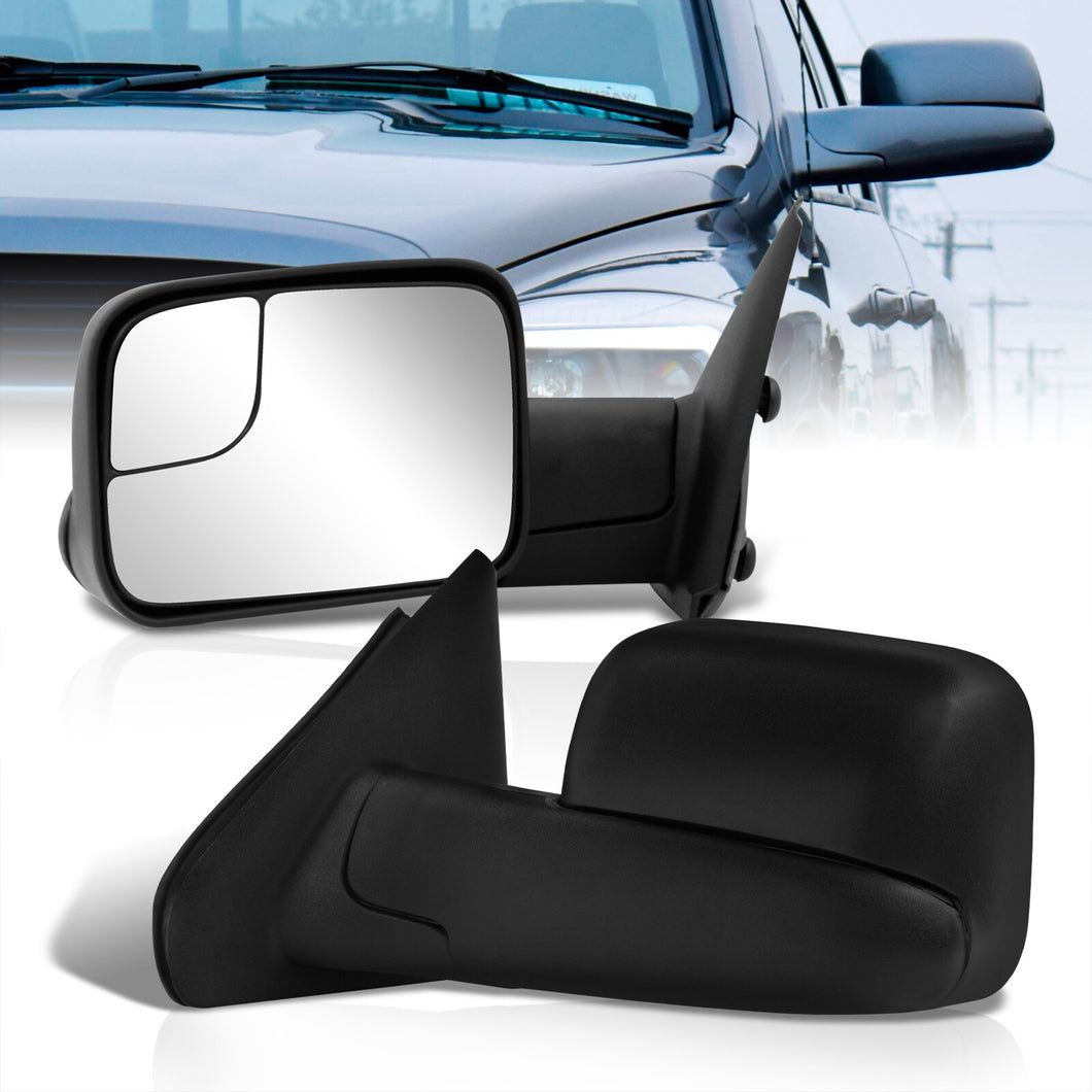 Dodge Ram 1500 2002-2008 / 2500 3500 2003-2009 Extended Flip Up Manual Towing Mirrors Black