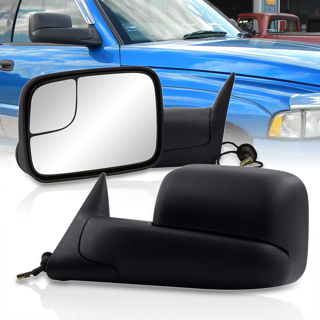 Dodge Ram 1500 2500 3500 1994-1997 Extended Flip Up Power Towing Mirrors Black