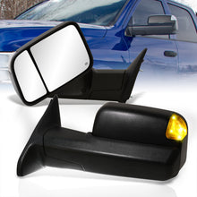 Load image into Gallery viewer, Dodge Ram 1500 2009-2018 / 2500 3500 2010-2018 Extended Heated Power Towing Mirrors Black with Puddle Lights
